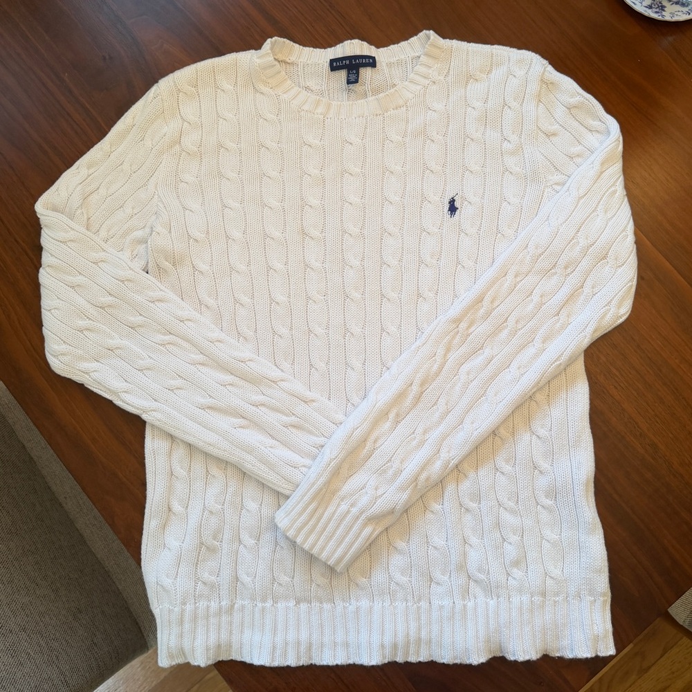 Vintage Ralph Lauren White Cable Knit Sweater